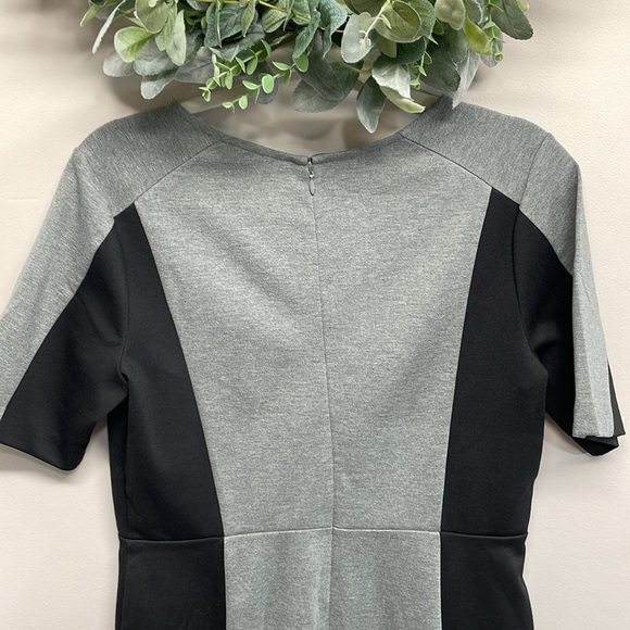 NWT Ann Taylor Loft Gray Black Color Block Short Sleeve Stretch Knit Dress 6 - Picture 6 of 16